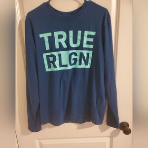 True Religion Blue Men's LS Lamar Long Sleeve Tee Size Large Casual